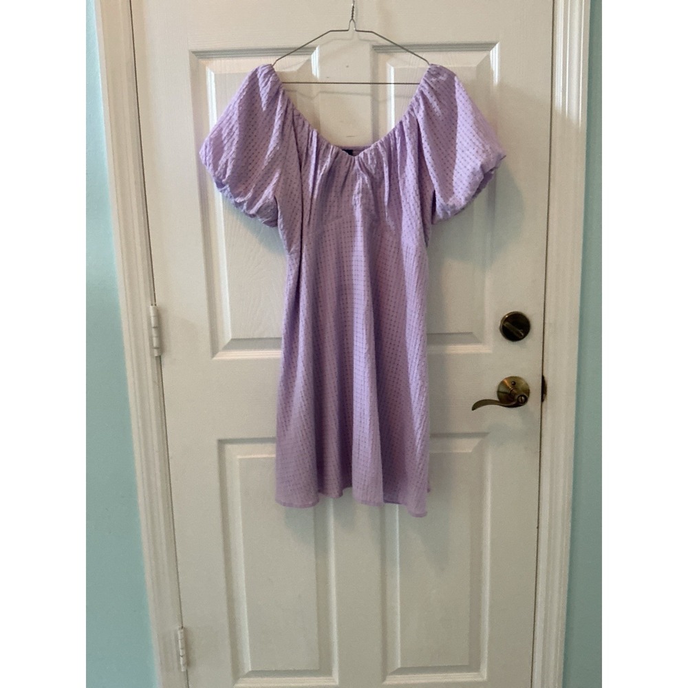 NWOT Old Navy Lavender Puff Sleeve Smocked Mini Dress Medium Lined Boho - Picture 3 of 4